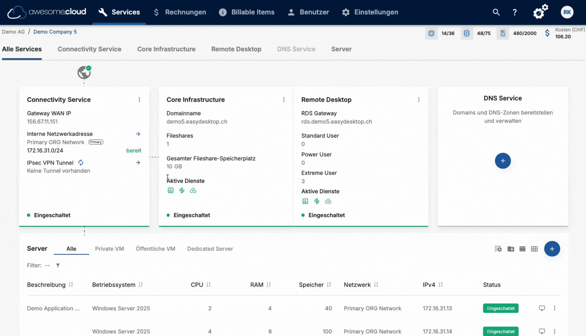 GIF, das den RDS Store in der awesome.cloud zeigt, wo Windows-Anwendungen mit nur zwei Klicks aktiviert und im Pay-as-you-Go-Modell lizenziert werden.